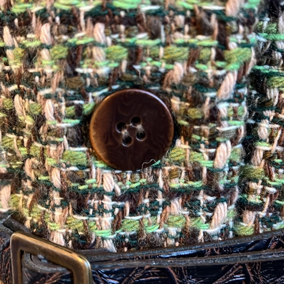 Zara Basic Green & Brown Tweed Wool blend Blazer with buttons & belt Size XL - Picture 8 of 13